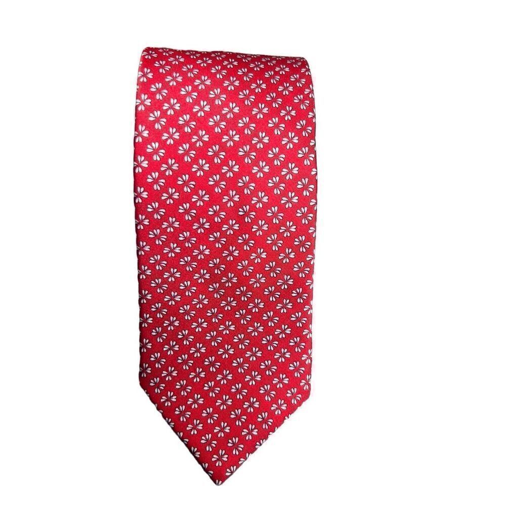 Lanvin Paris red silk floral Tie